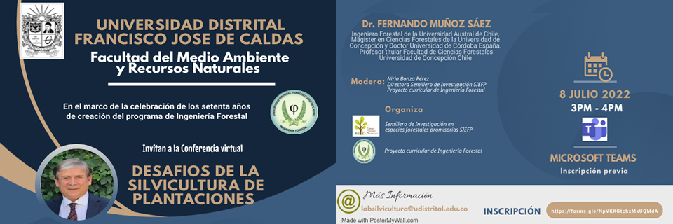  Conferencia virtual: Desafíos de la Silvicultura de Plantaciones dirigida por el Dr. Fernando Muñoz Sáez